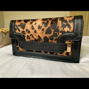 ANTONIO MELANI Calf Hair Animal Print Clutch